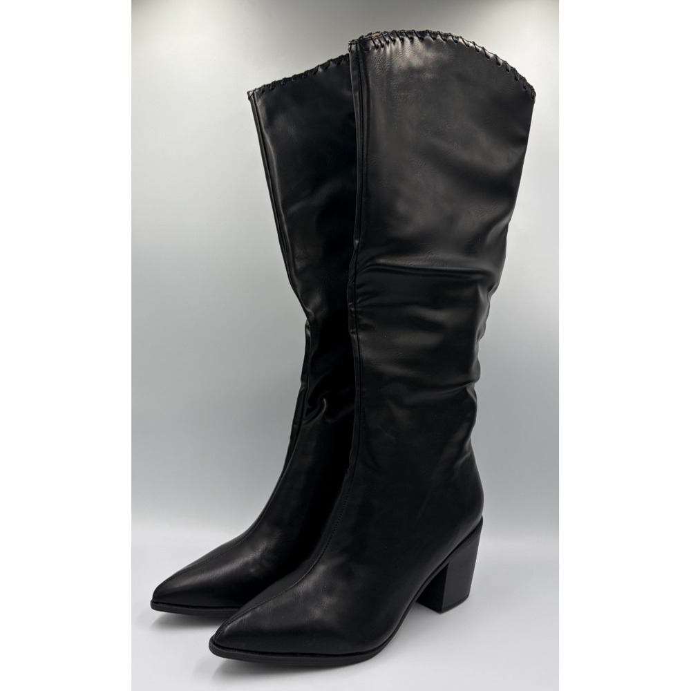 Journee Collection Daria Womens 11 Black Knee High Pointed Toe Western Boots